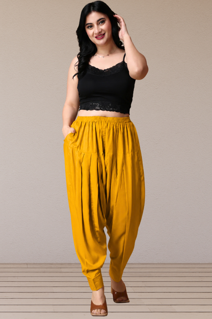 Mustard Classic Pleated Salwar With Pocket