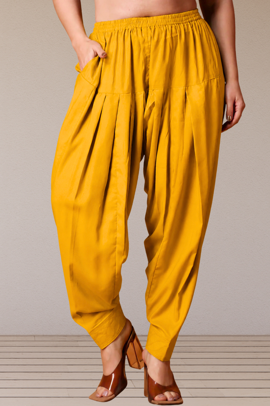 Mustard Rayon Pleated Salwar