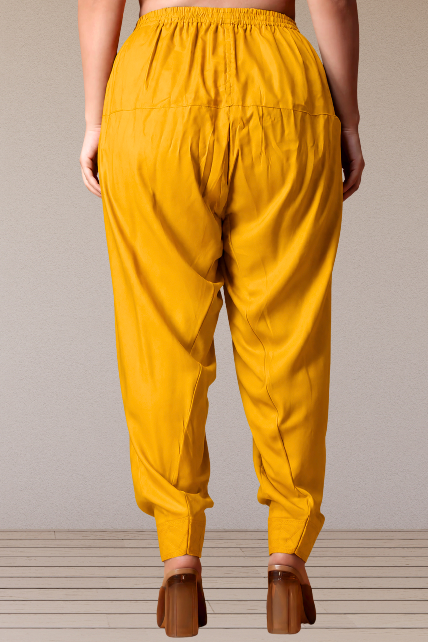 Mustard Rayon Pleated Salwar