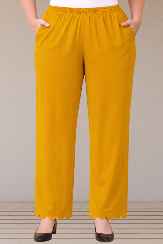 Mustard Scallop Cut Palazzo