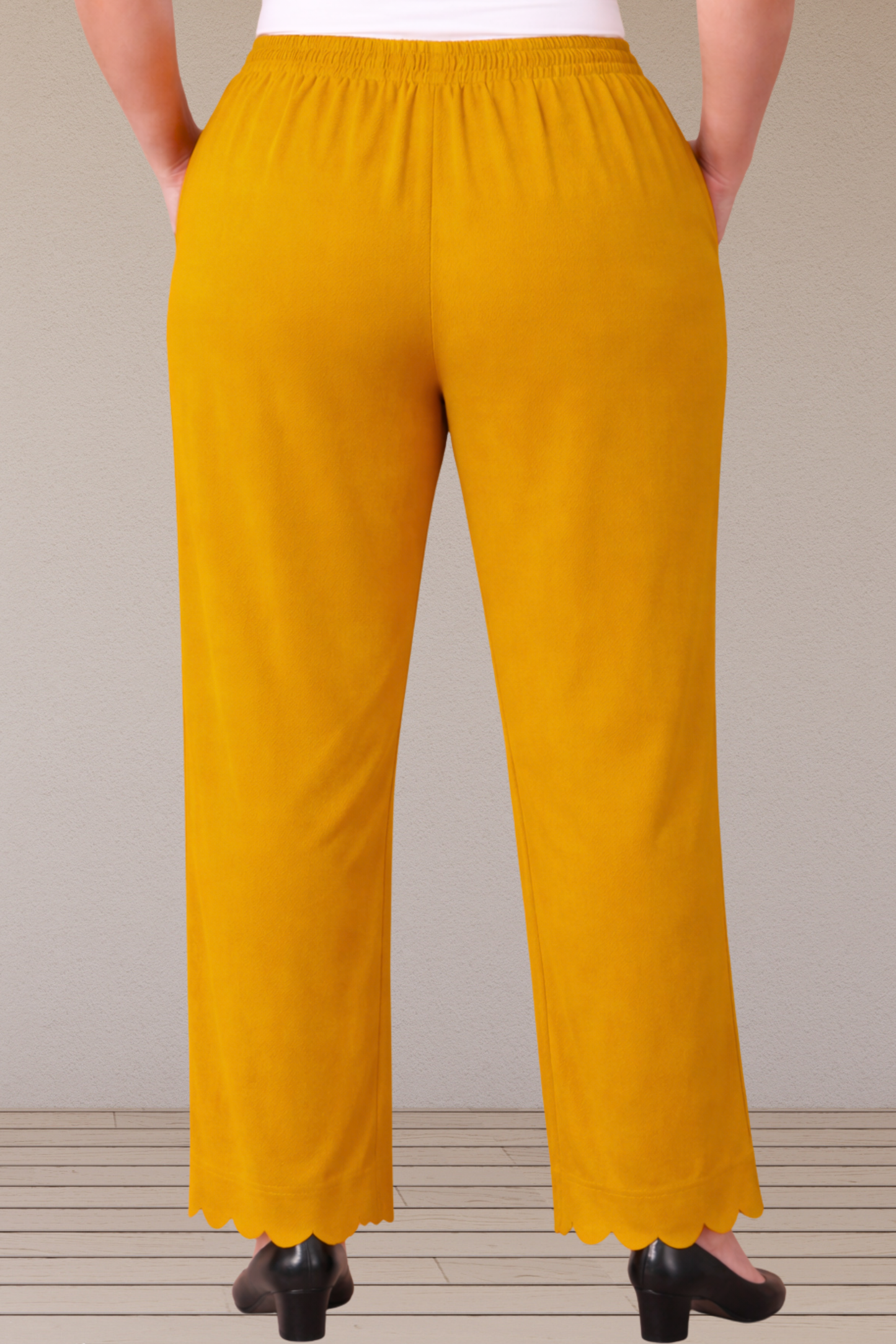 Mustard Scallop Cut Palazzo