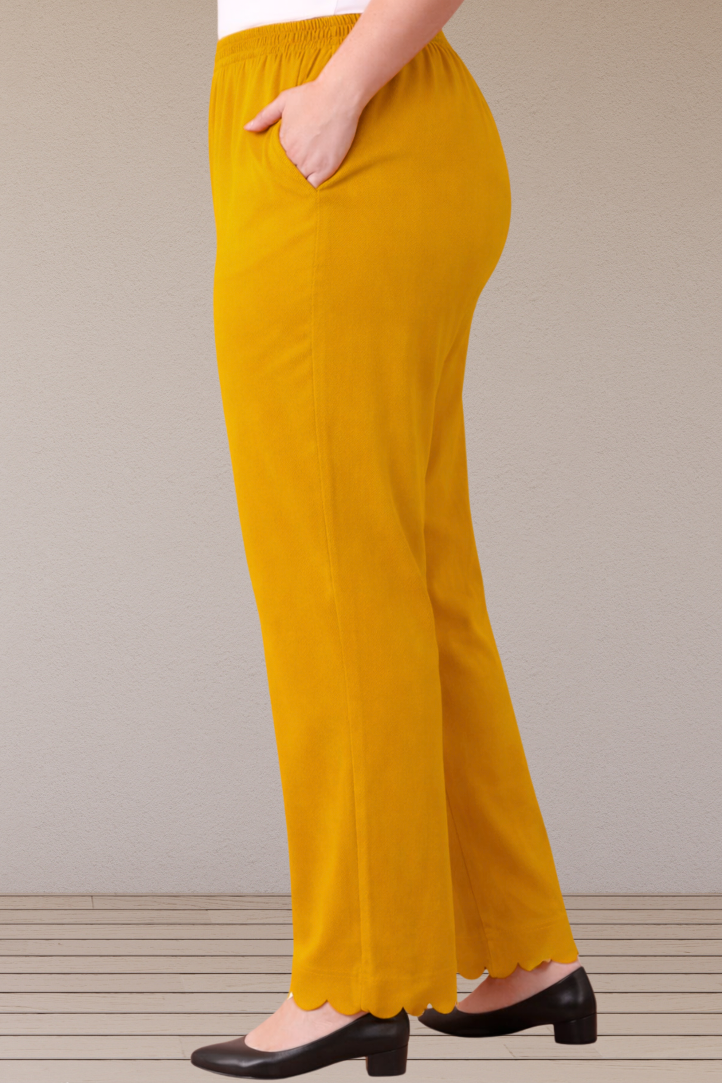 Mustard Scallop Cut Palazzo