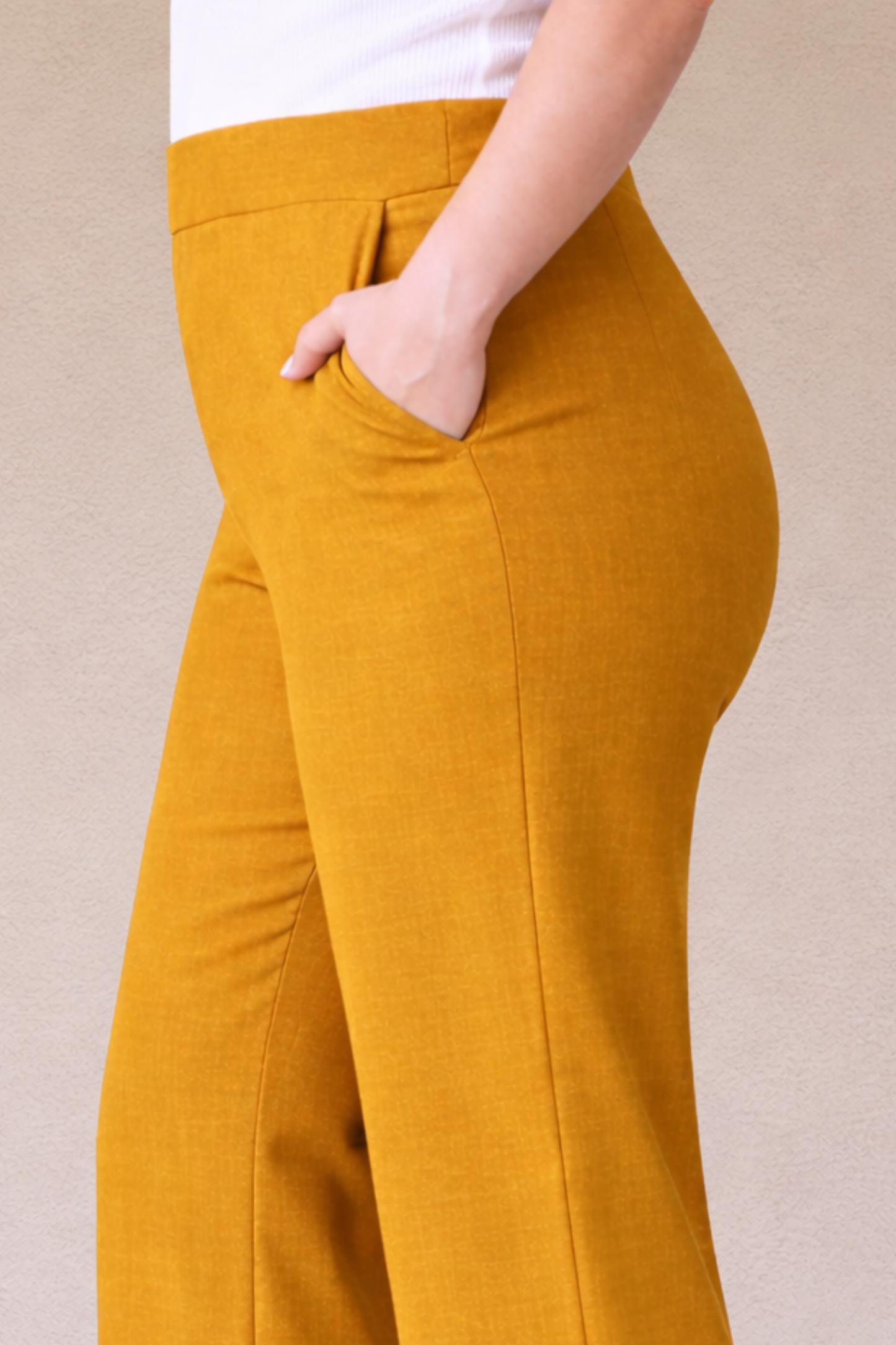 Mustard Wide Leg Slub Pants