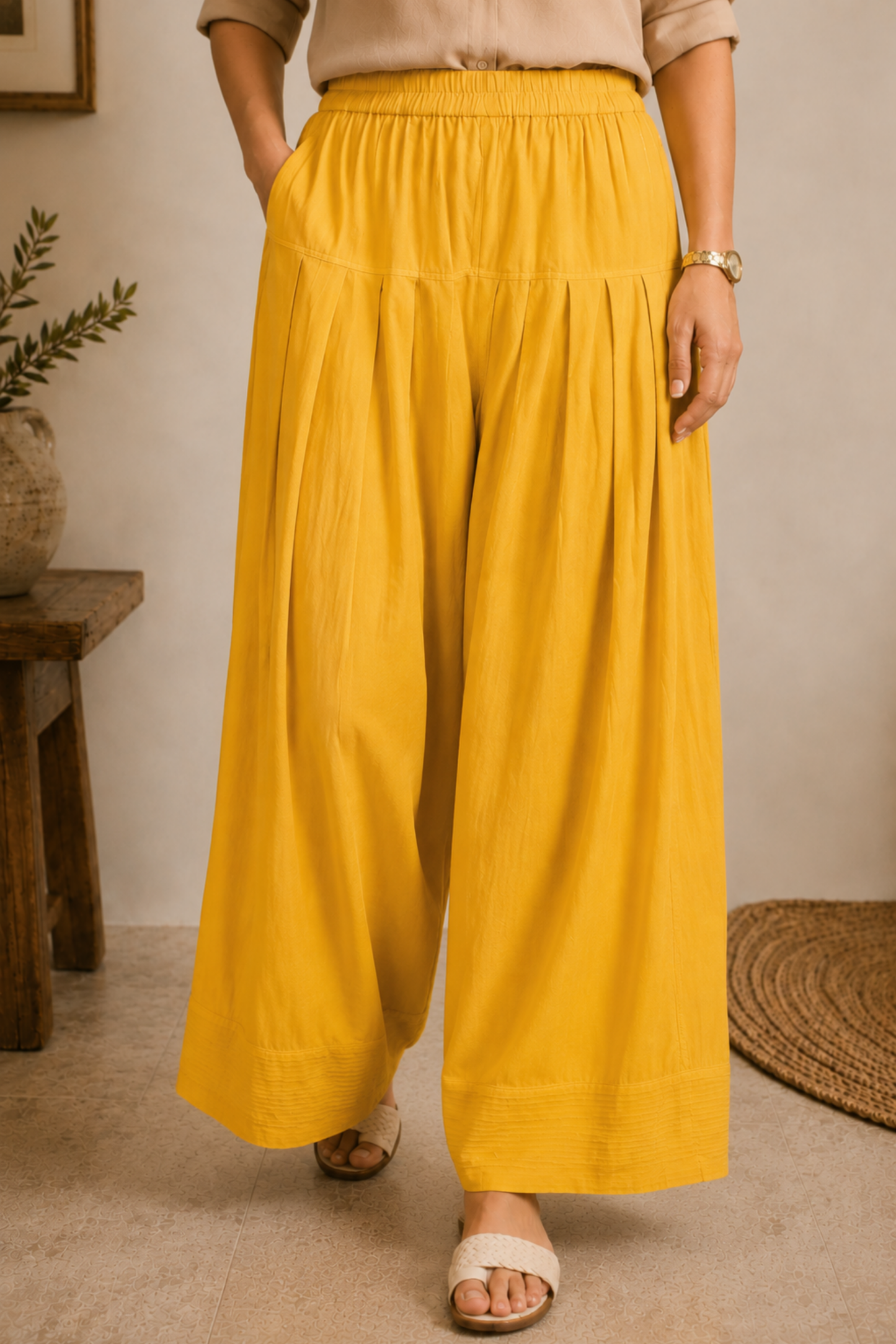 Mustard Cotton Farshi Salwar