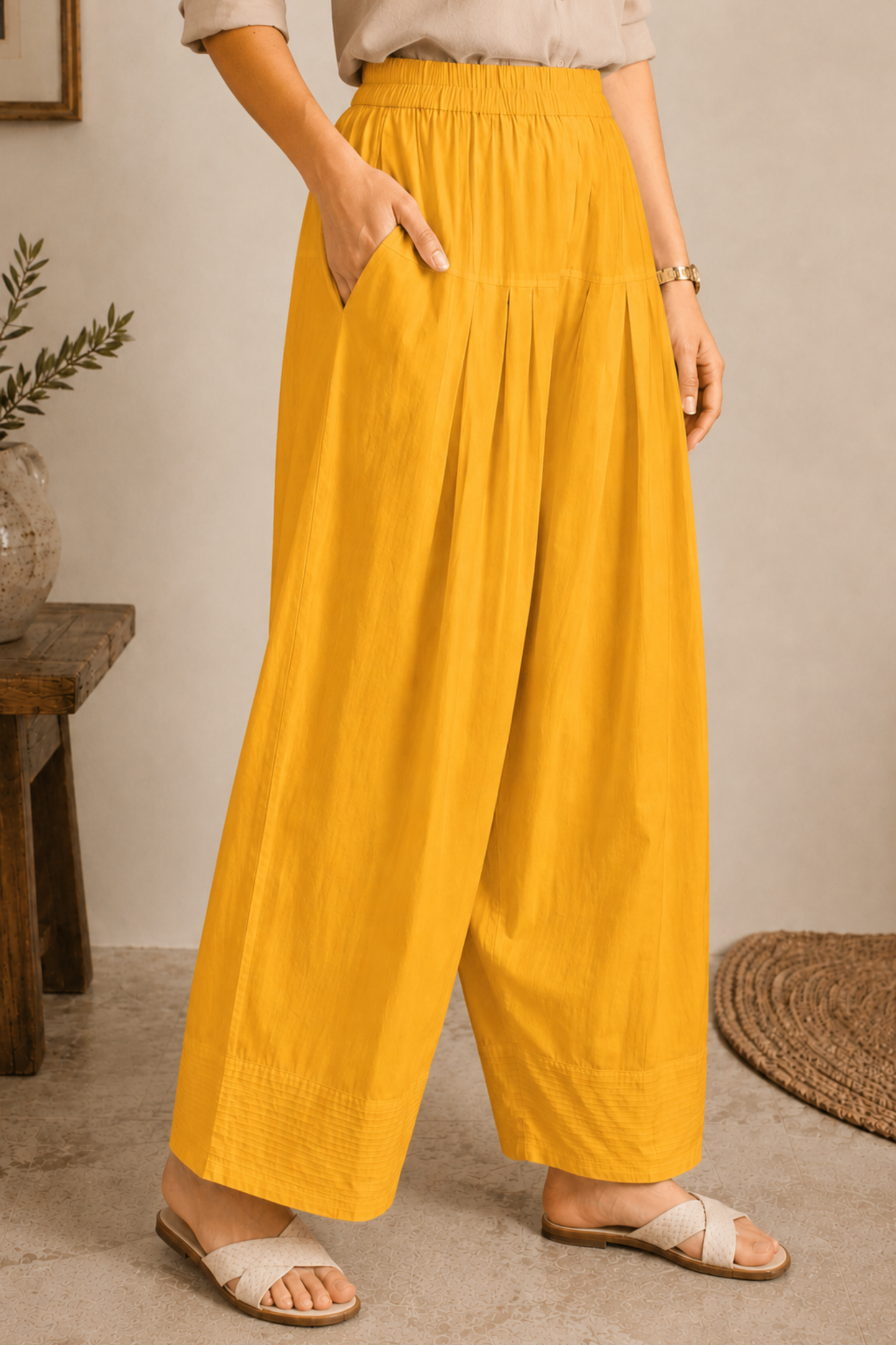 Mustard Cotton Farshi Salwar