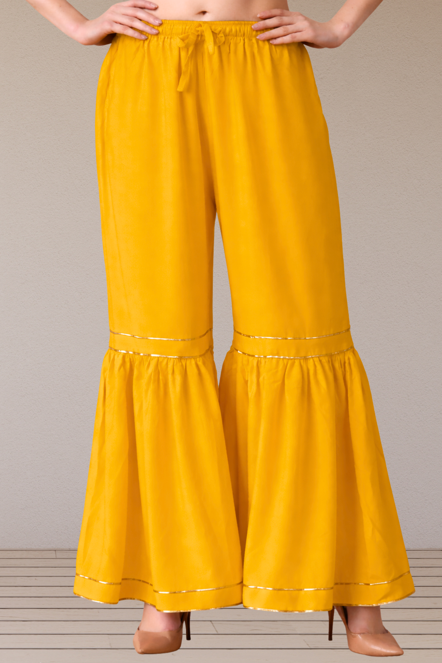 Mustard Frilled Rayon Sharara