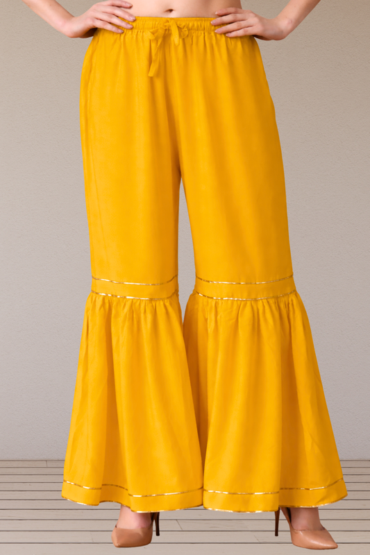 Mustard Frilled Rayon Sharara