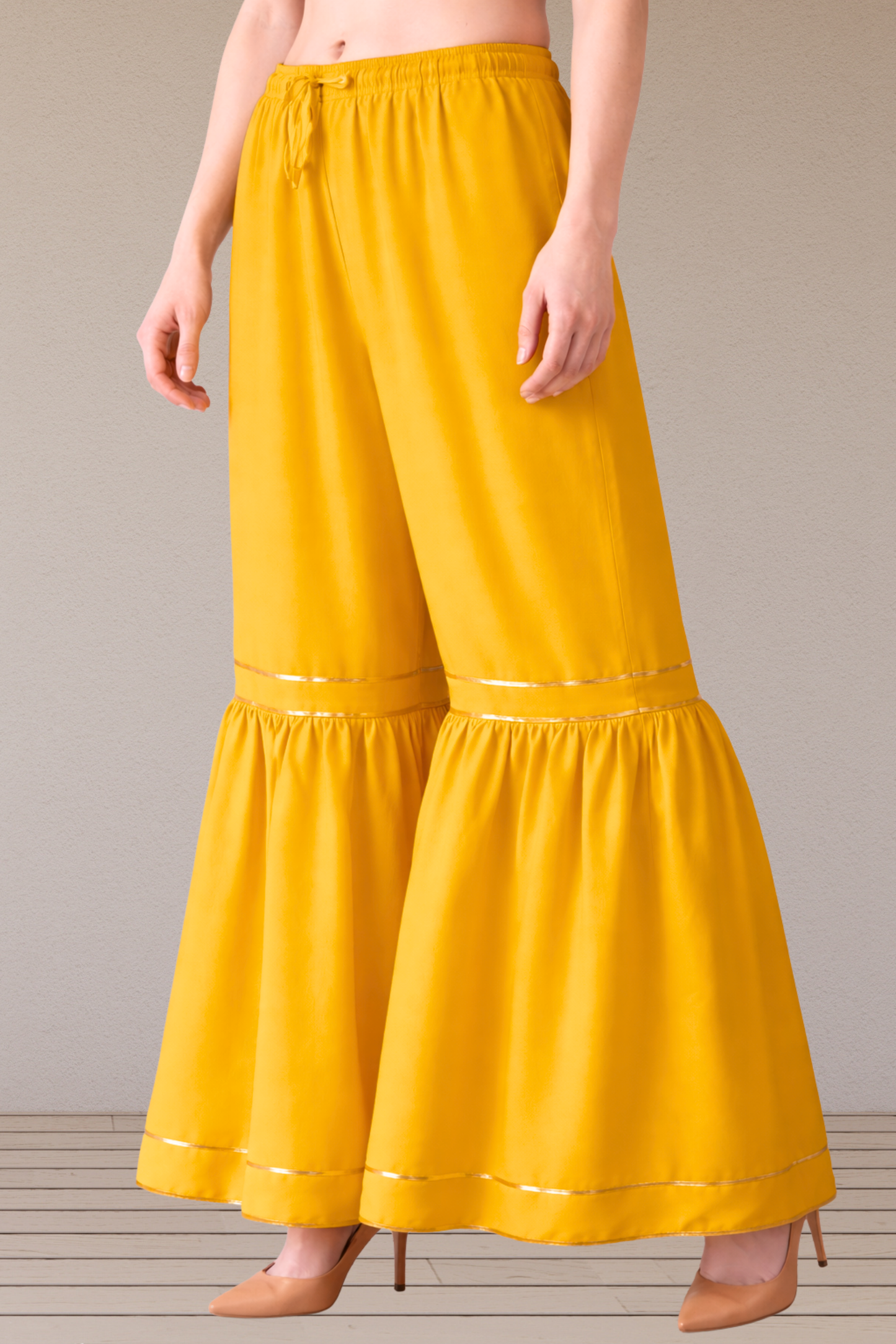 Mustard Frilled Rayon Sharara
