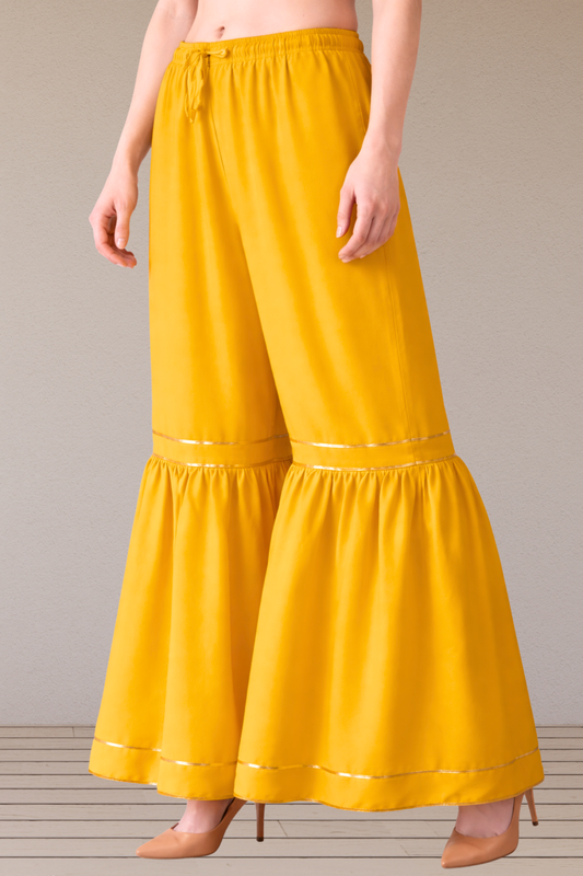 Mustard Frilled Rayon Sharara