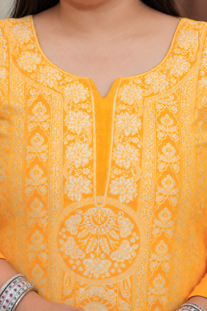 Mustard Gold Jacquard Linen Suit