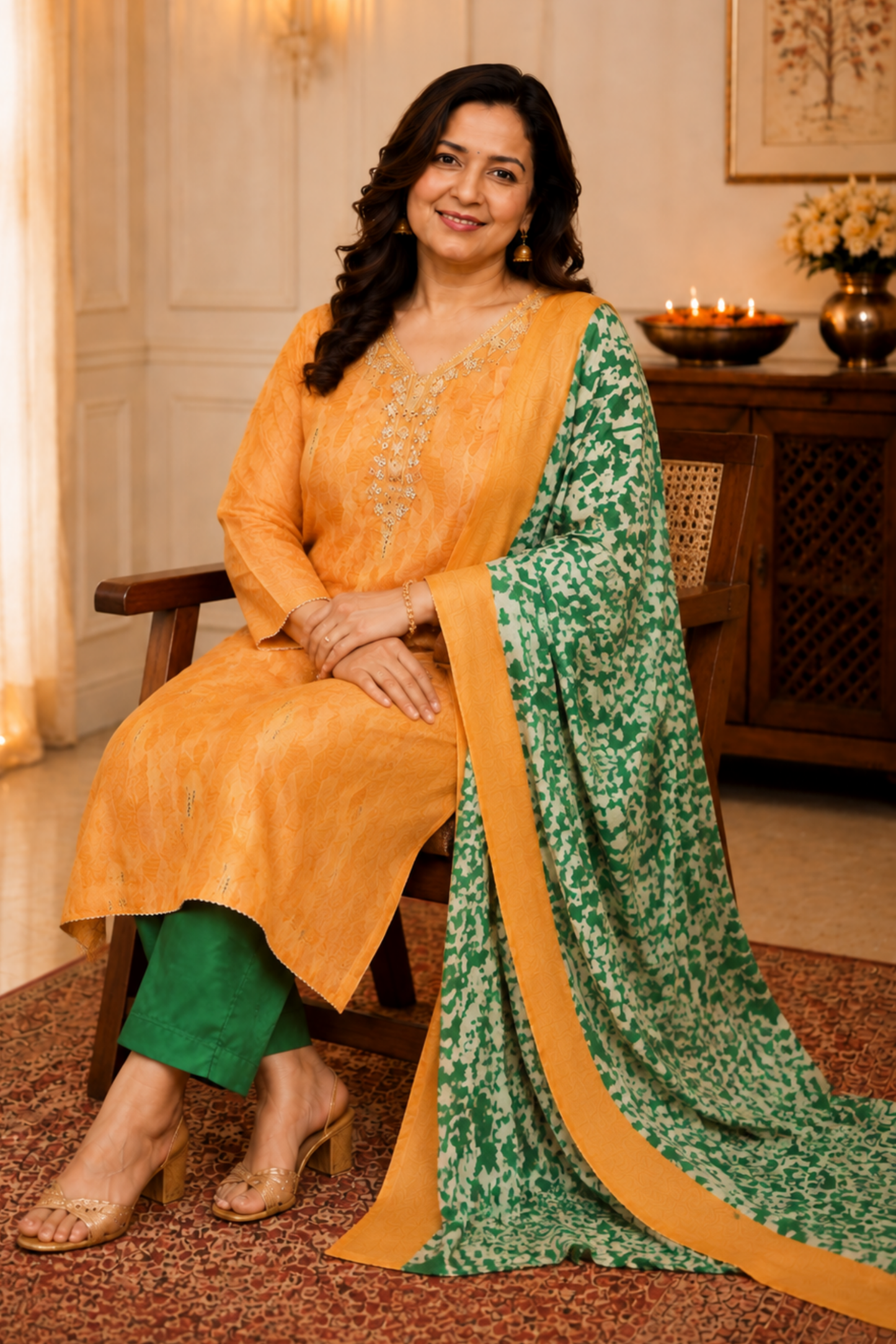 Mustard Meadow Muslin Suit Set