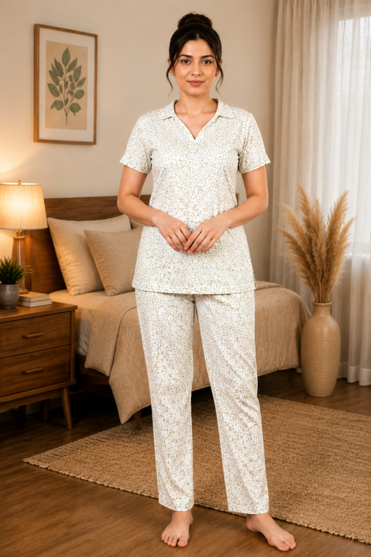 Muted Floral Night Suit