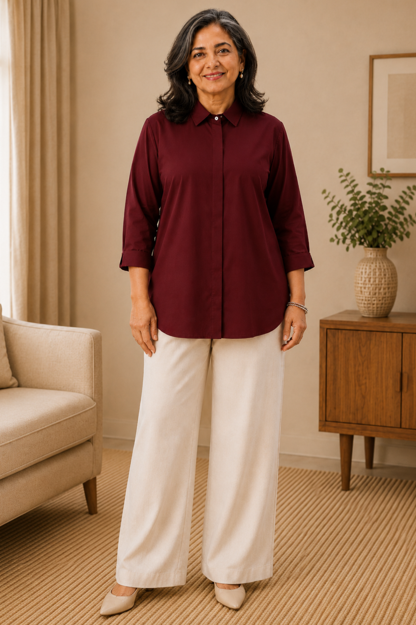 Mystic Maroon Solid Rayon Shirt