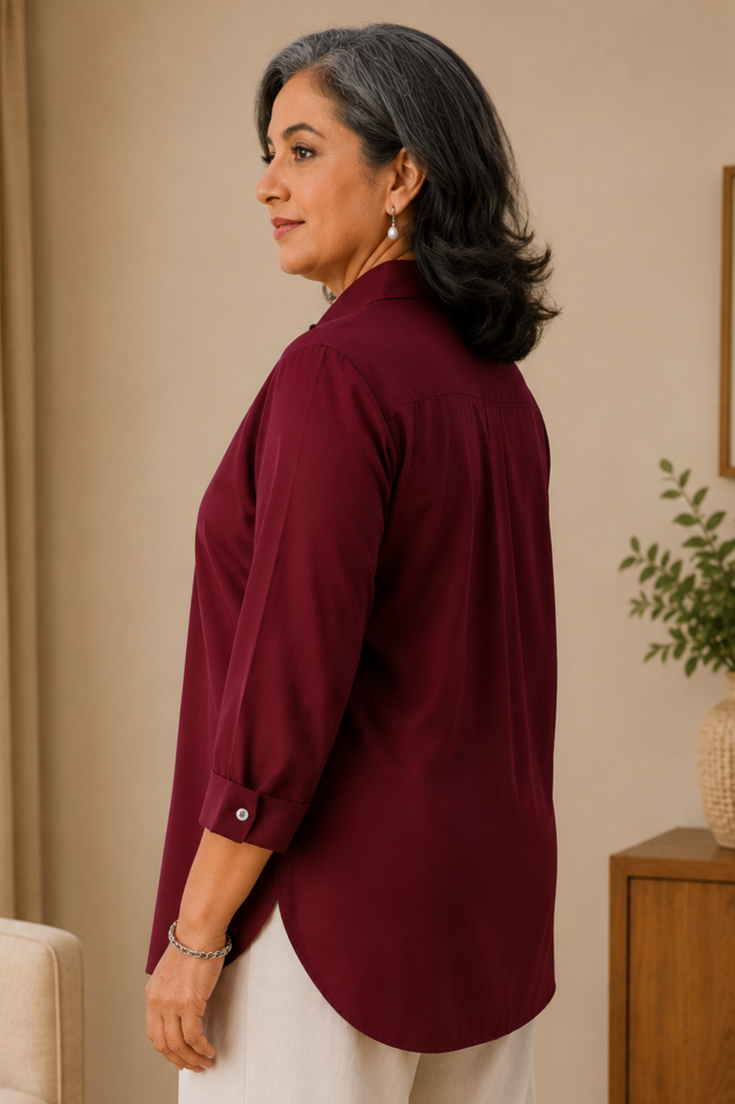 Mystic Maroon Solid Rayon Shirt
