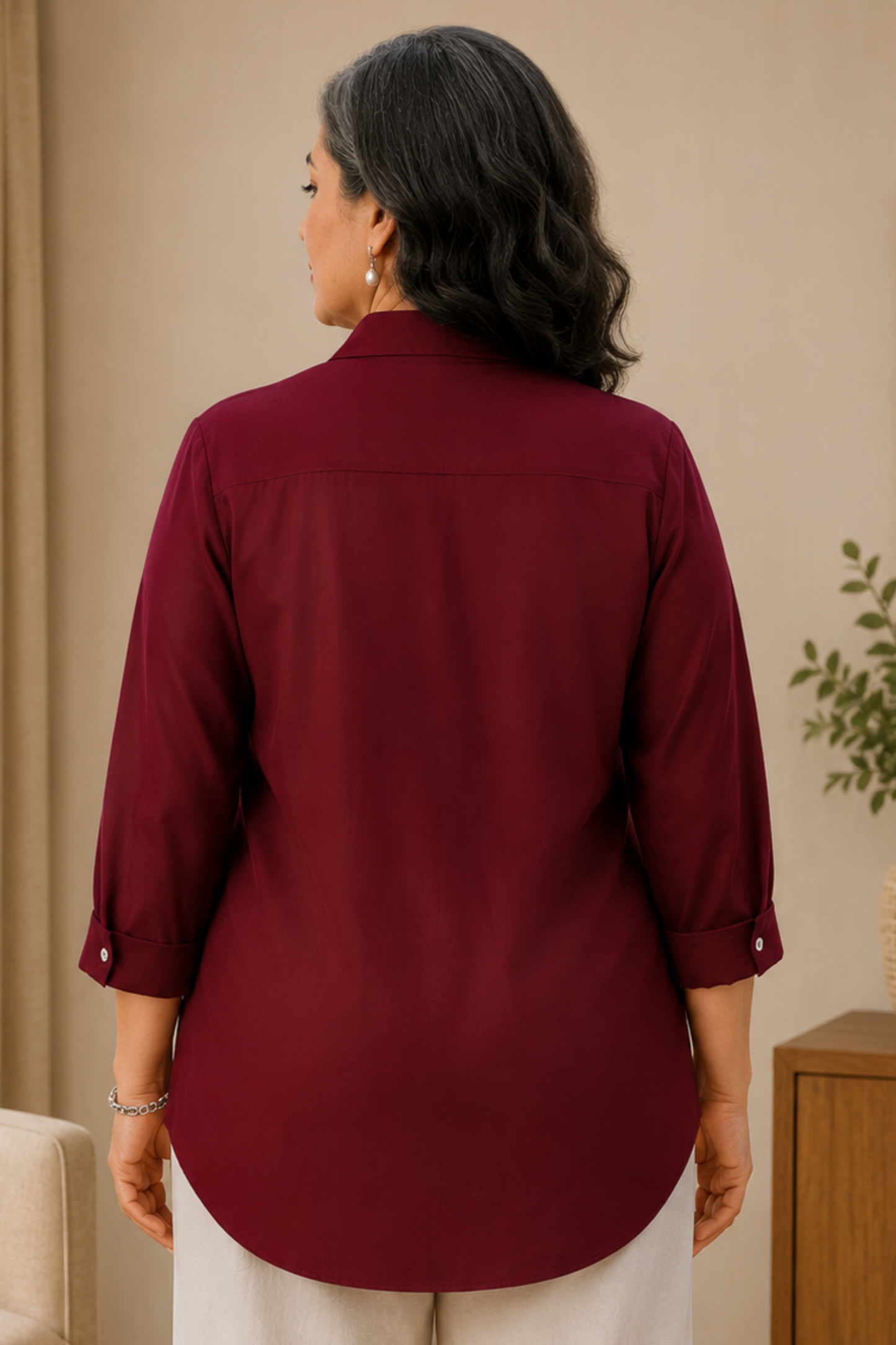Mystic Maroon Solid Rayon Shirt