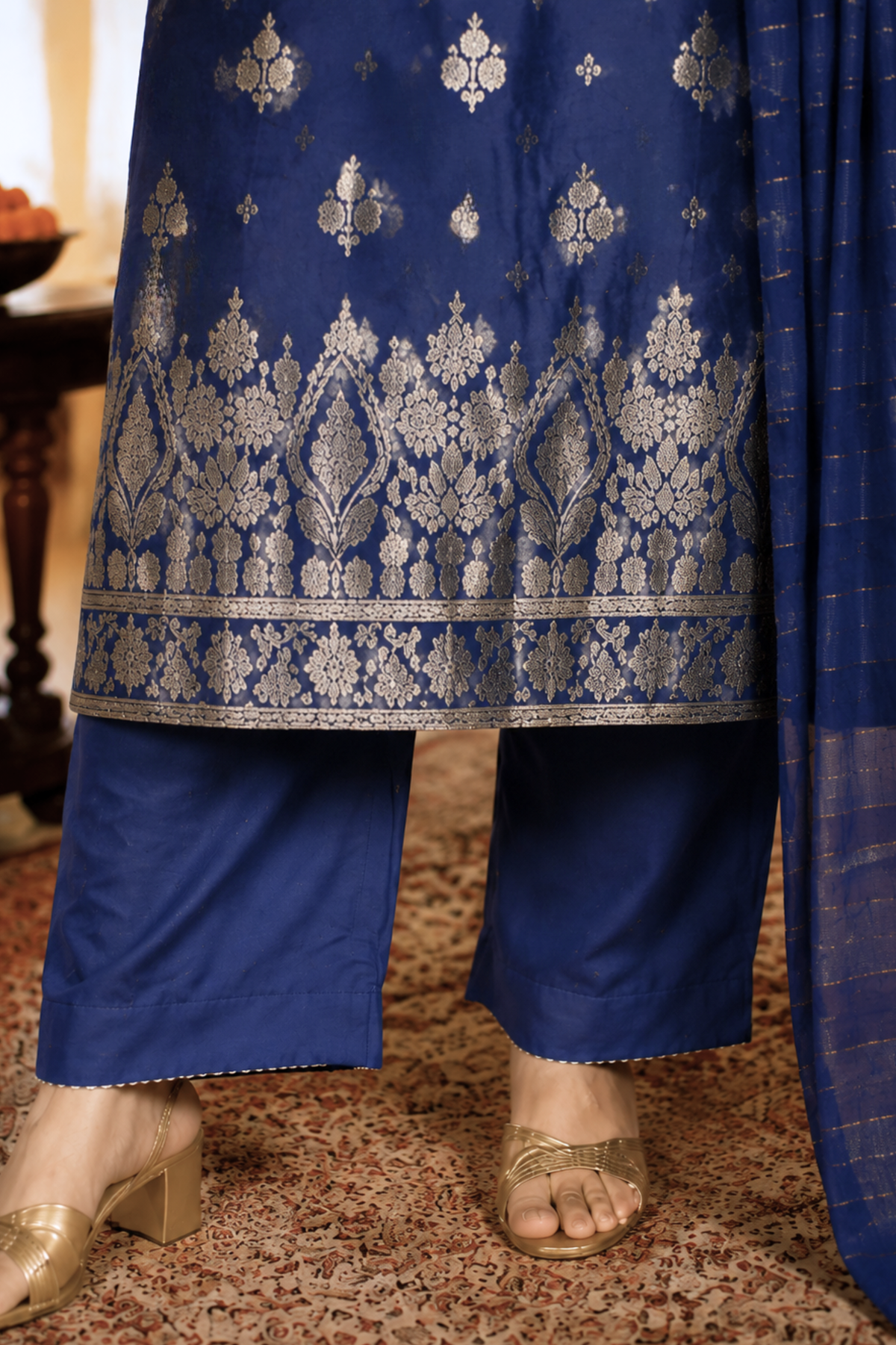 Mystic Blue Jacquard Linen Suit