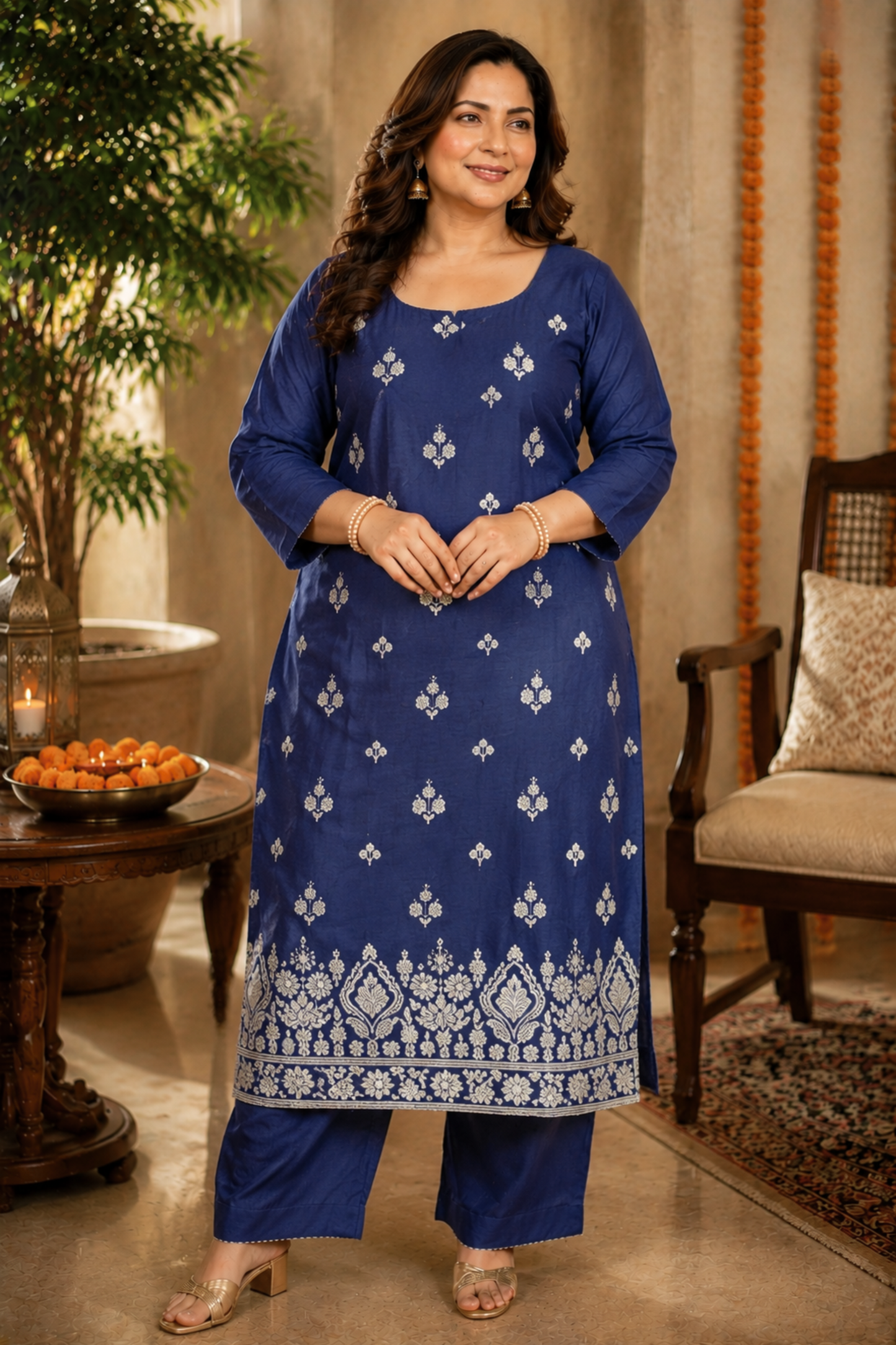 Mystic Blue Jacquard Linen Suit