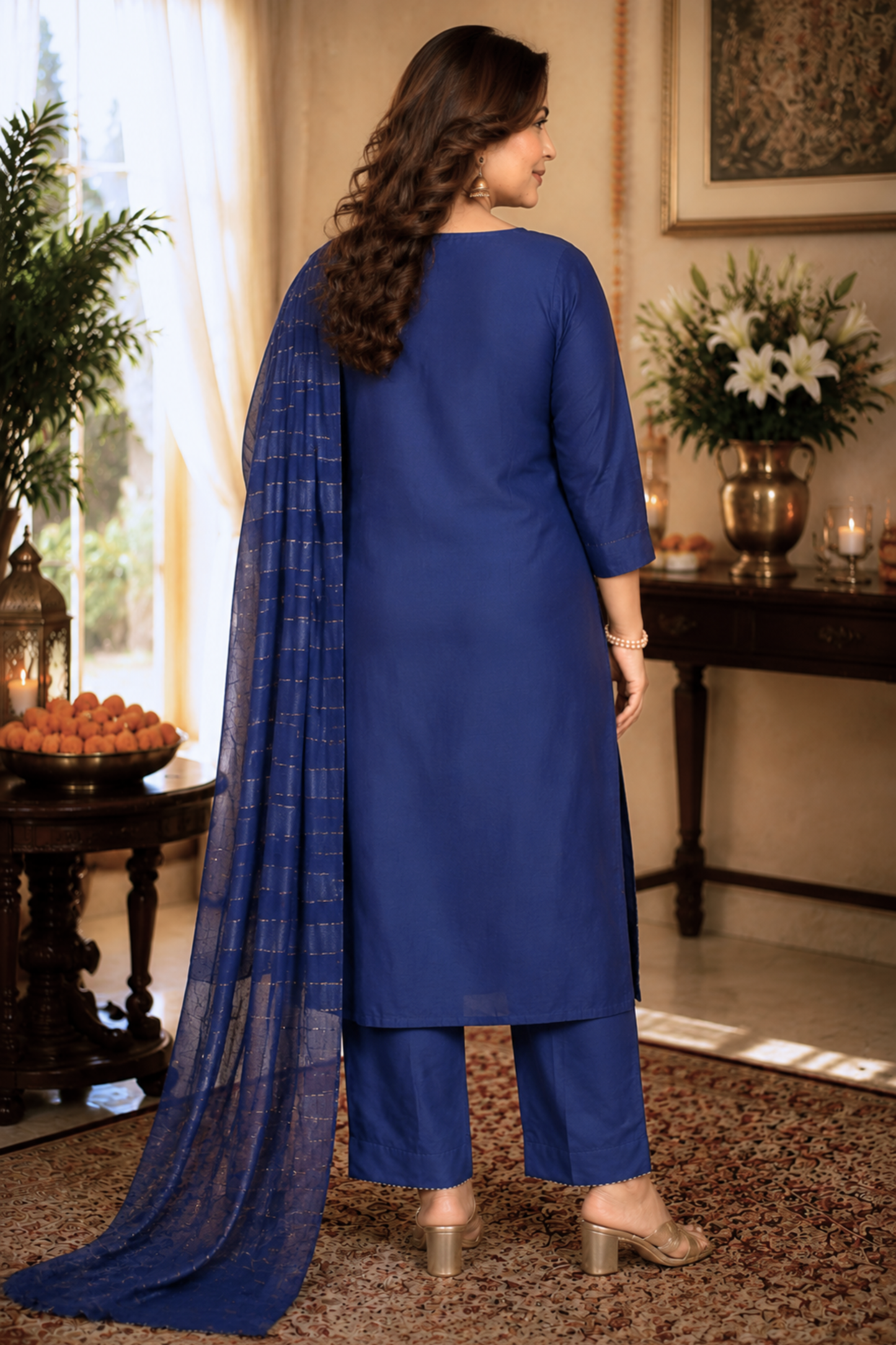 Mystic Blue Jacquard Linen Suit