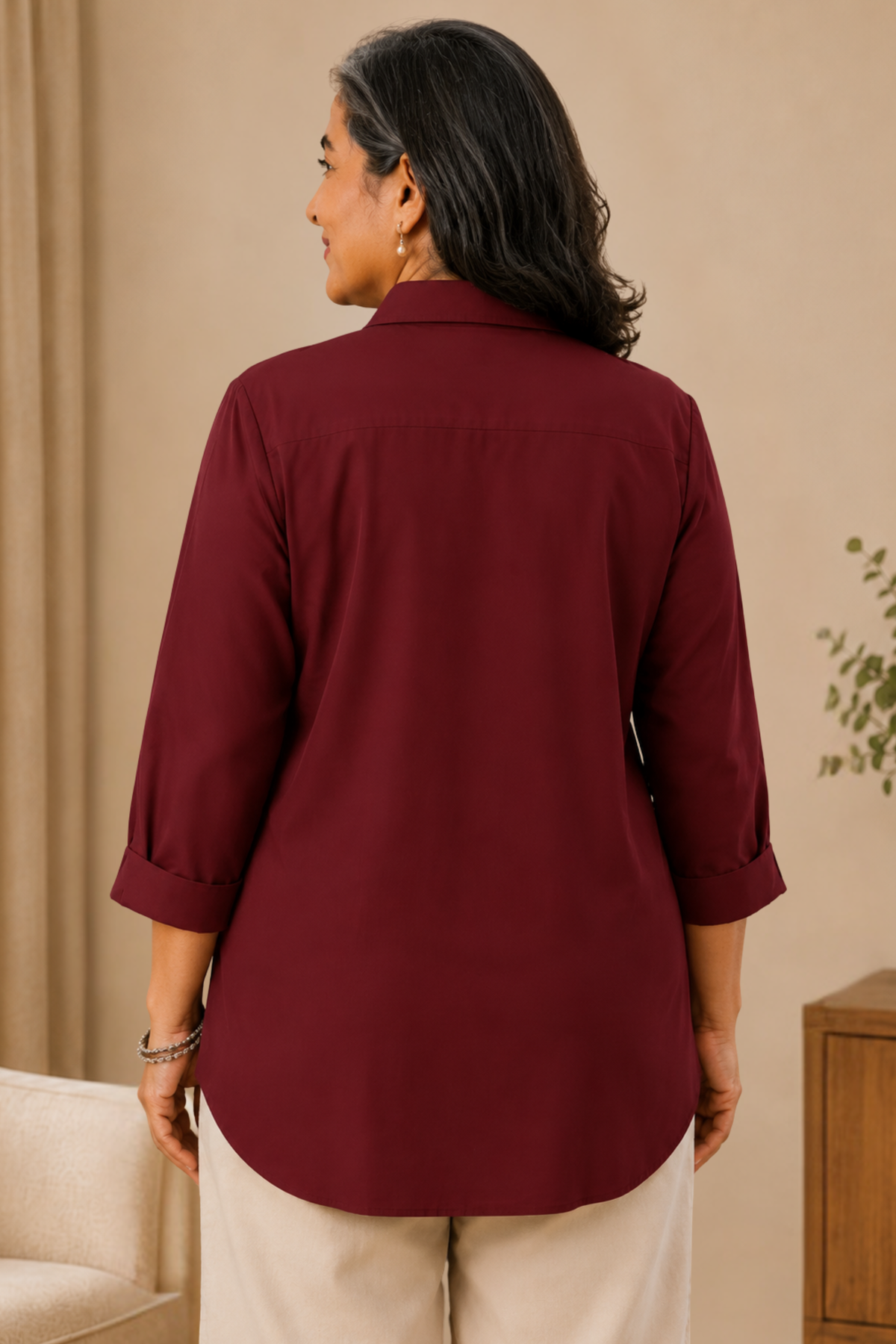 Mystic Maroon Solid Rayon Shirt