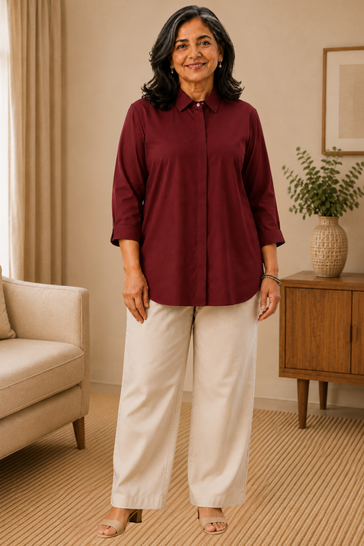 Mystic Maroon Solid Rayon Shirt