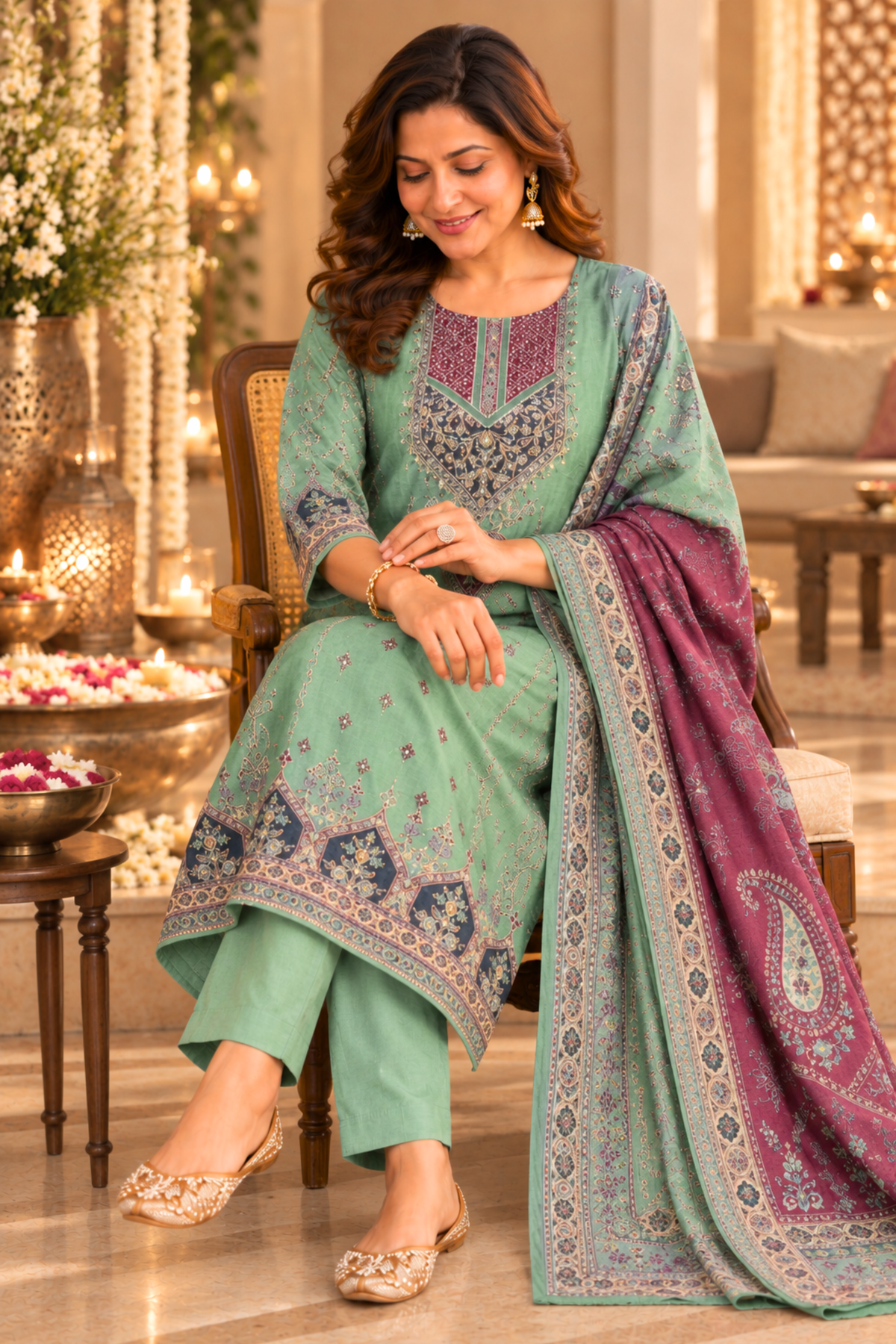 Nafeesa Karachi Muslin Suit with Aari Work