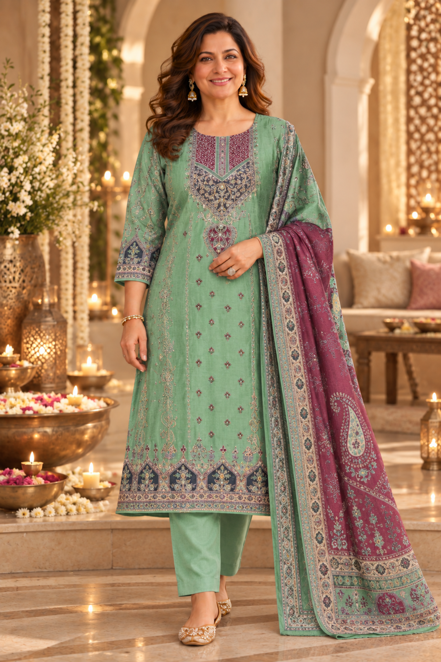 Nafeesa Karachi Muslin Suit with Aari Work