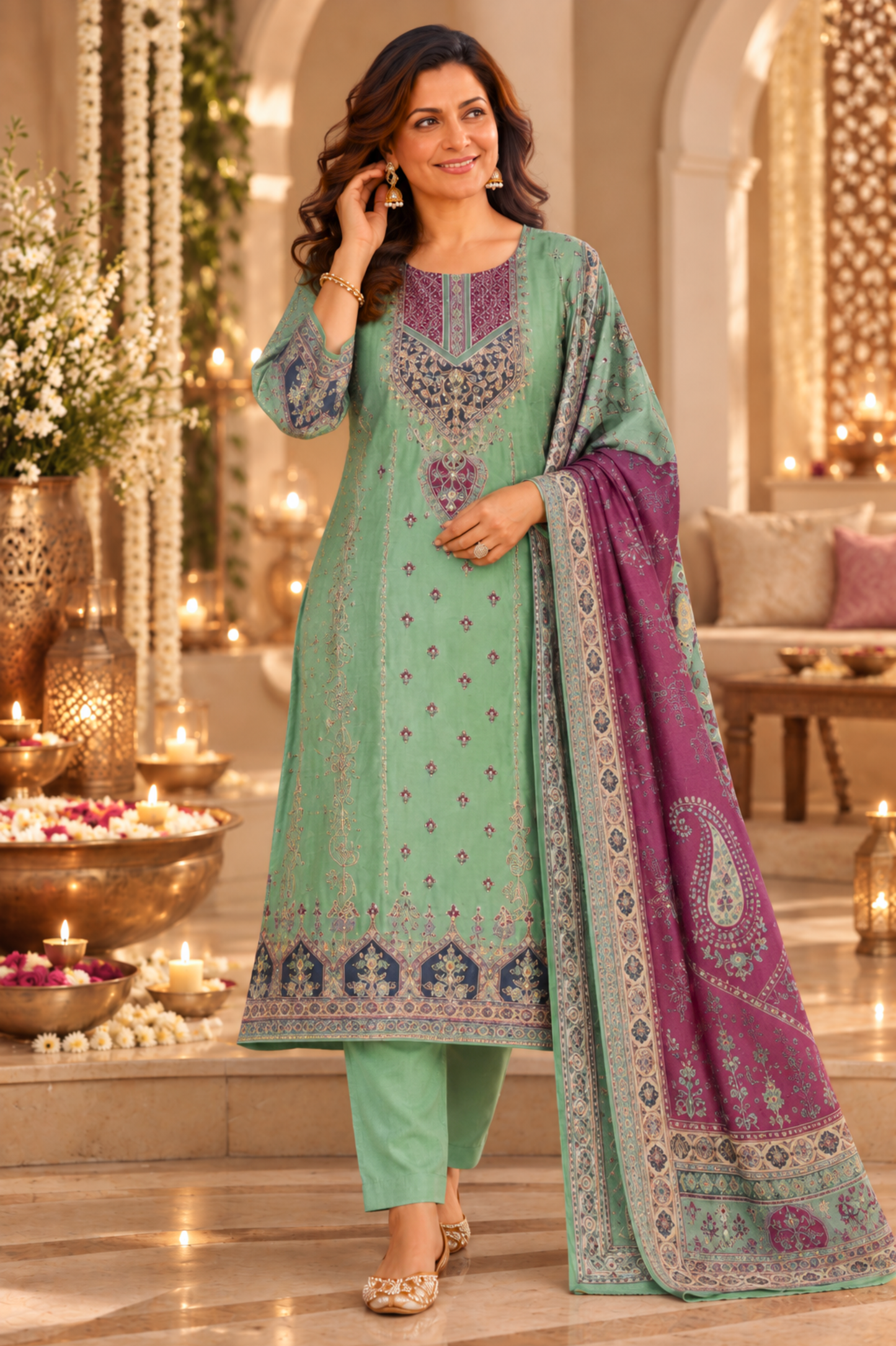 Nafeesa Karachi Muslin Suit with Aari Work