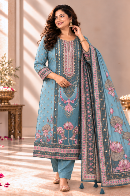 Nargis Karachi Muslin Suit With Aari Work