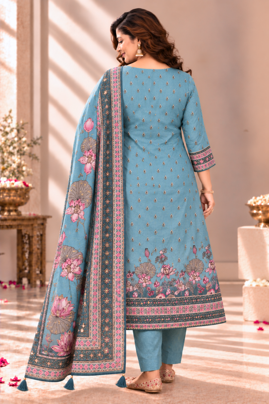 Nargis Karachi Muslin Suit With Aari Work
