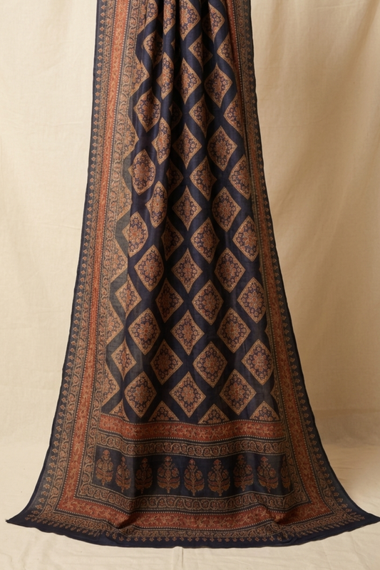 Navy Block Cotton Dupatta