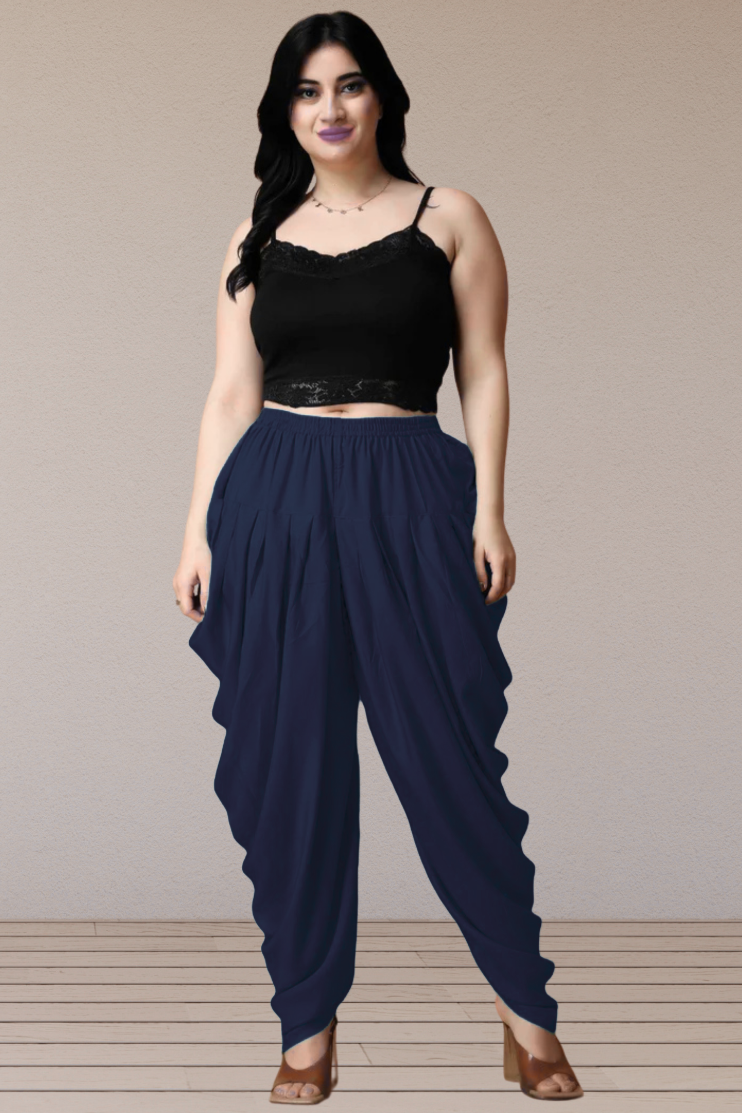 Navy Blue Belted Dhoti Salwar