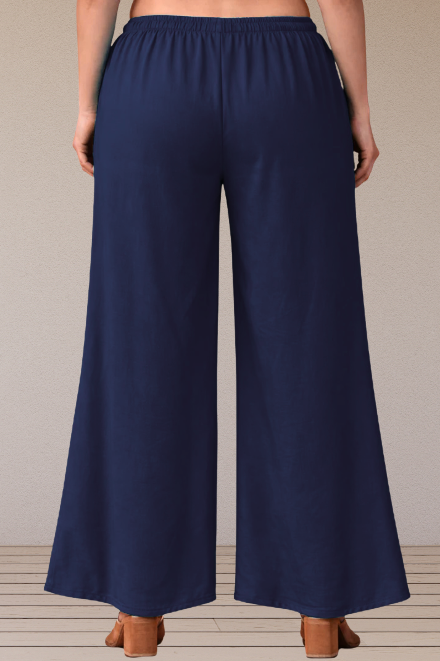 Navy Blue Belted Loose Palazzo