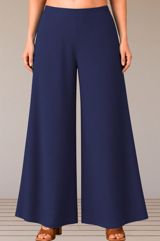 Navy Blue Belted Loose Palazzo