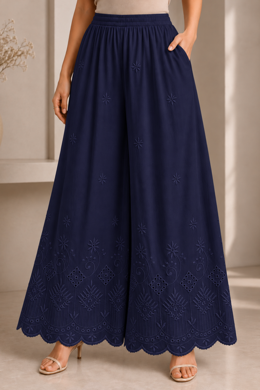 Navy Blue Chikankari Skirt Palazzo