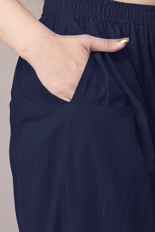 Navy Blue Cotton Afghani Salwar