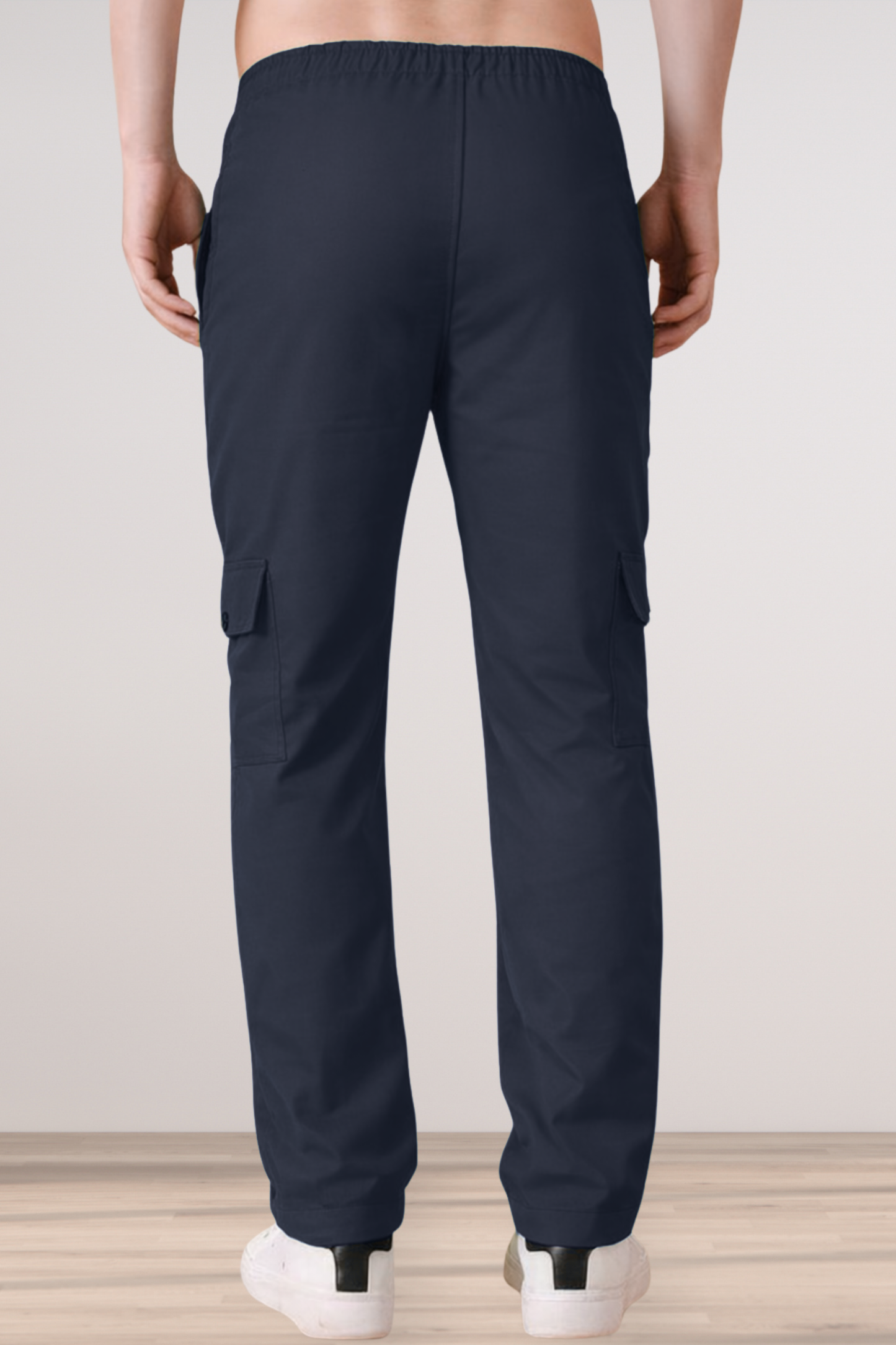 Navy Blue Cotton Cargo Pants