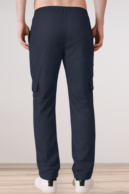 Navy Blue Cotton Cargo Pants