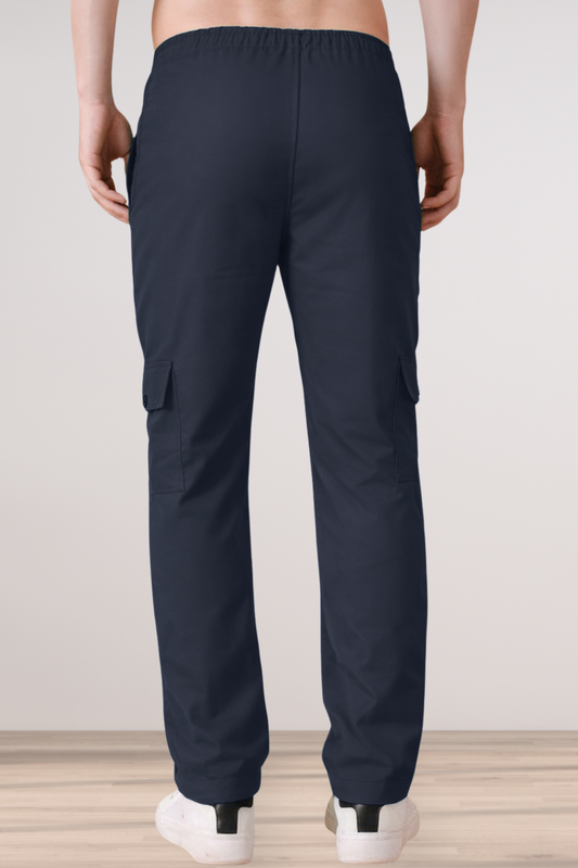 Navy Blue Cotton Cargo Pants
