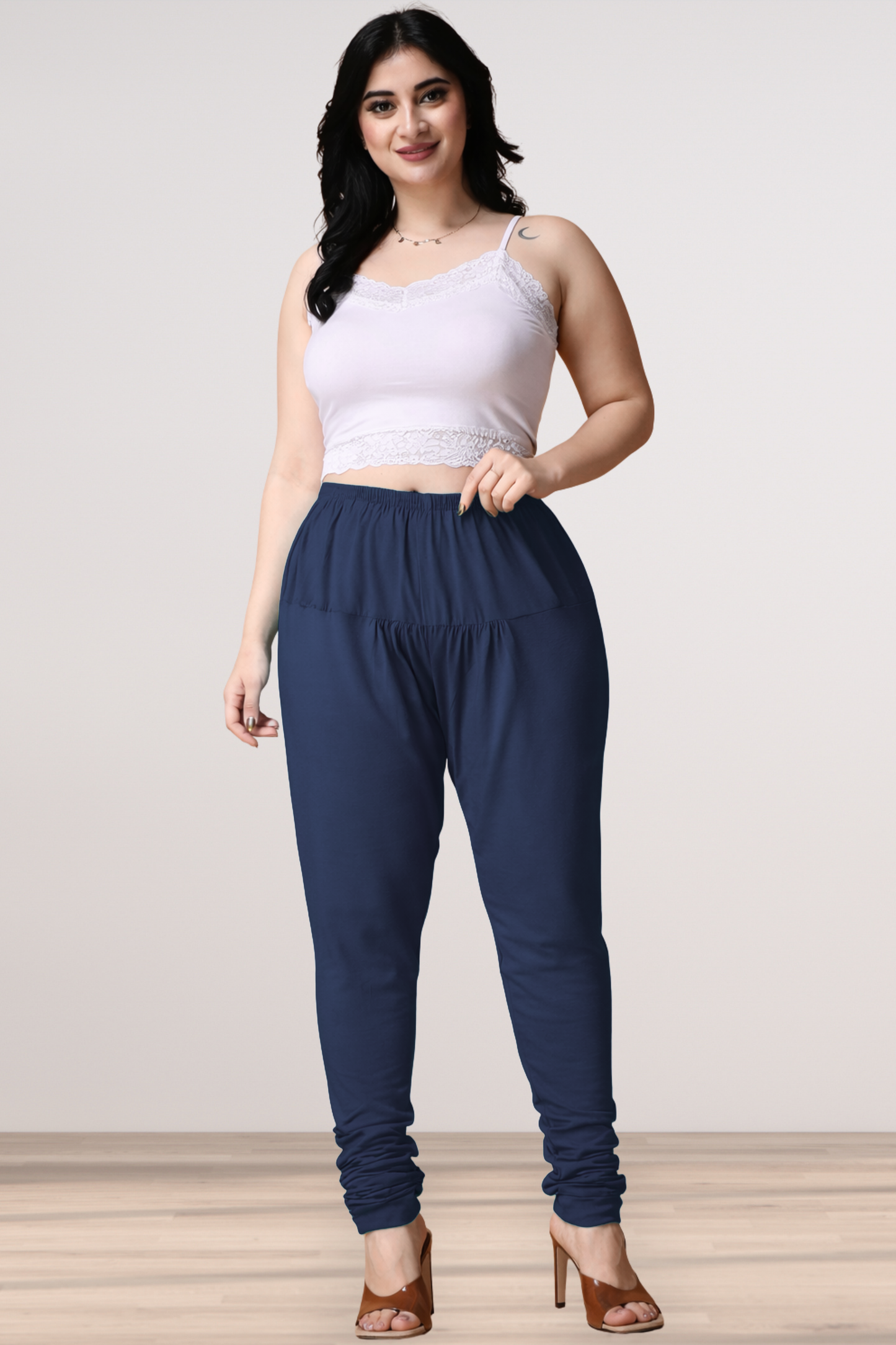 Navy Blue Cotton Churidar Pants