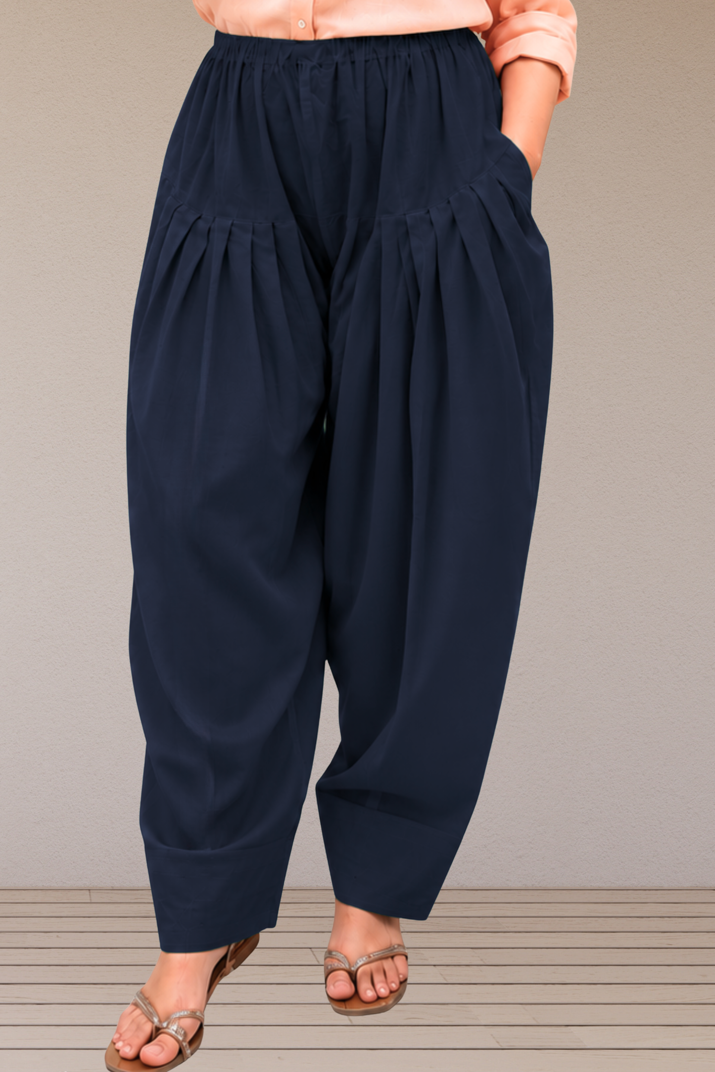 Navy Blue Cotton Farshi Salwar