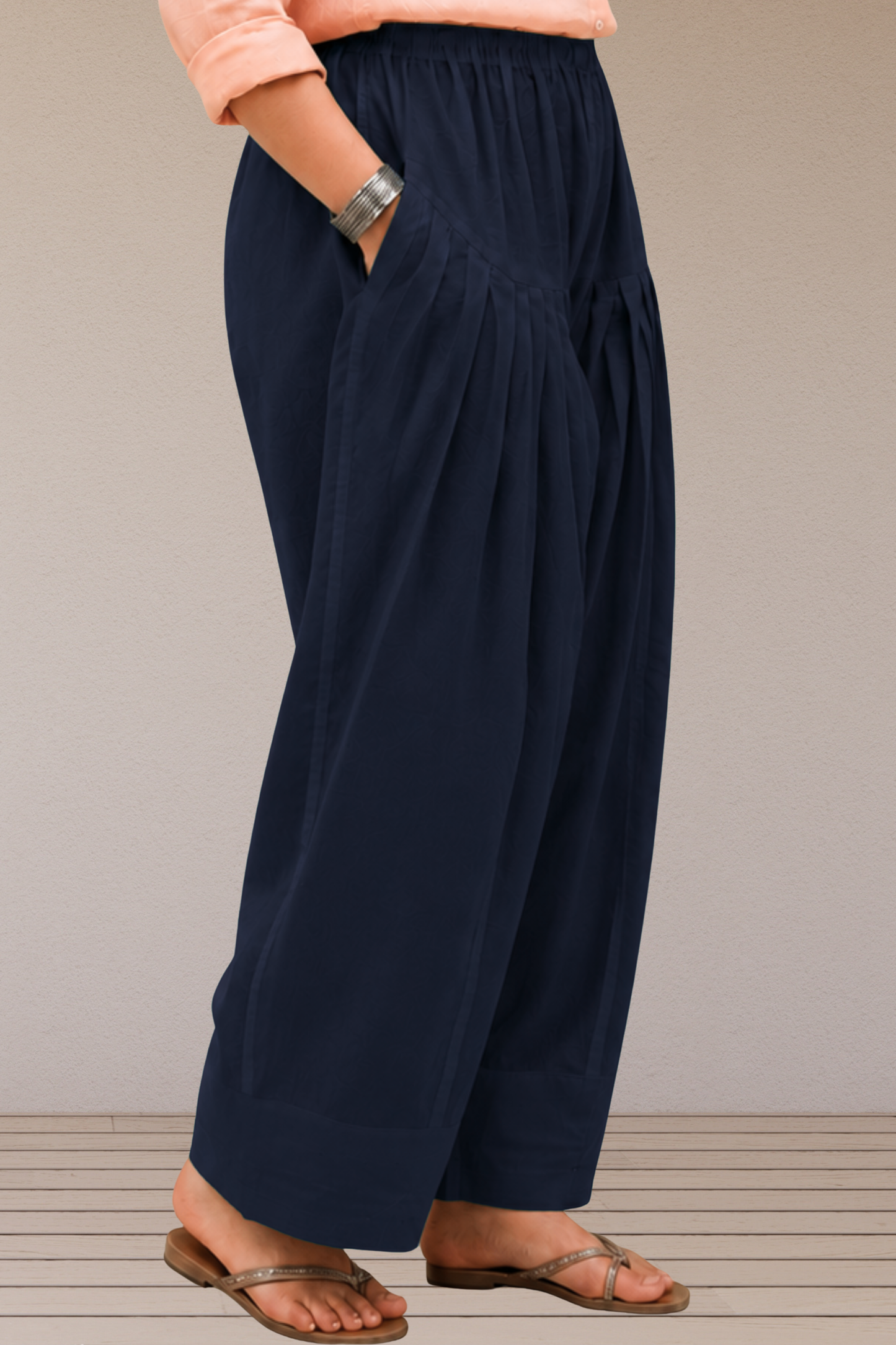 Navy Blue Cotton Farshi Salwar