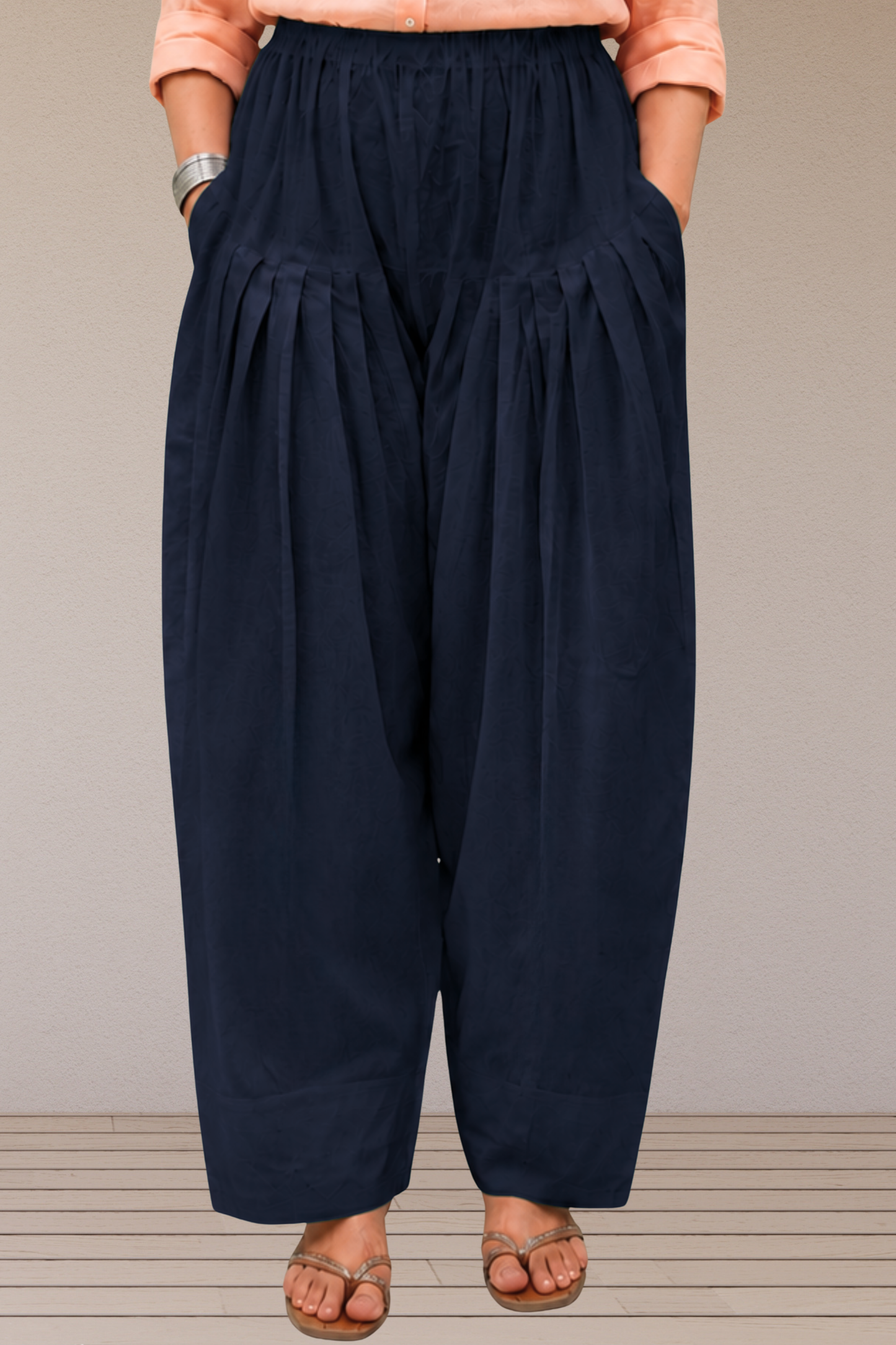 Navy Blue Cotton Farshi Salwar