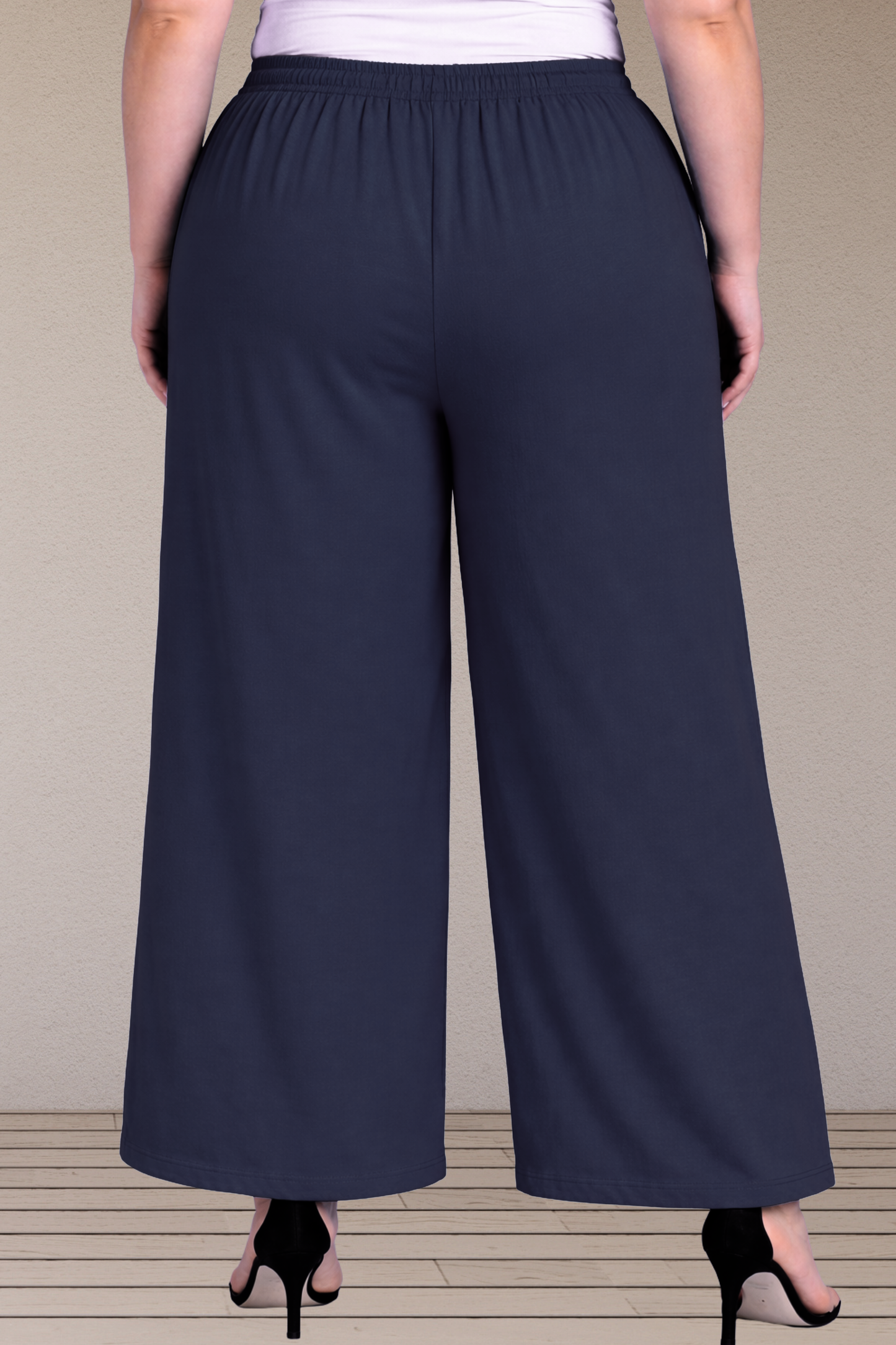 Navy Blue Cotton Flared Pant