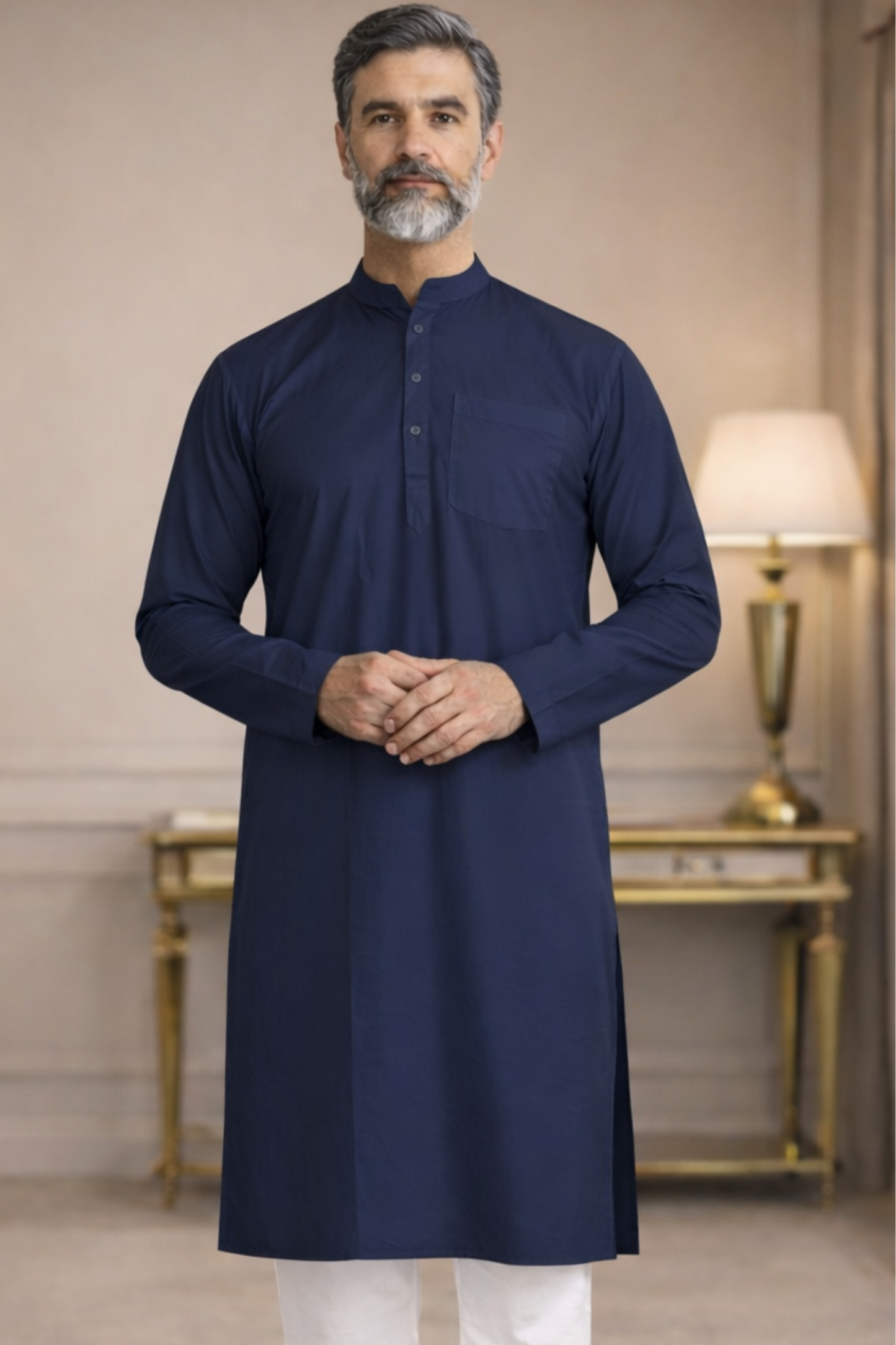 Midnight Blue Cotton Kurta Pajama
