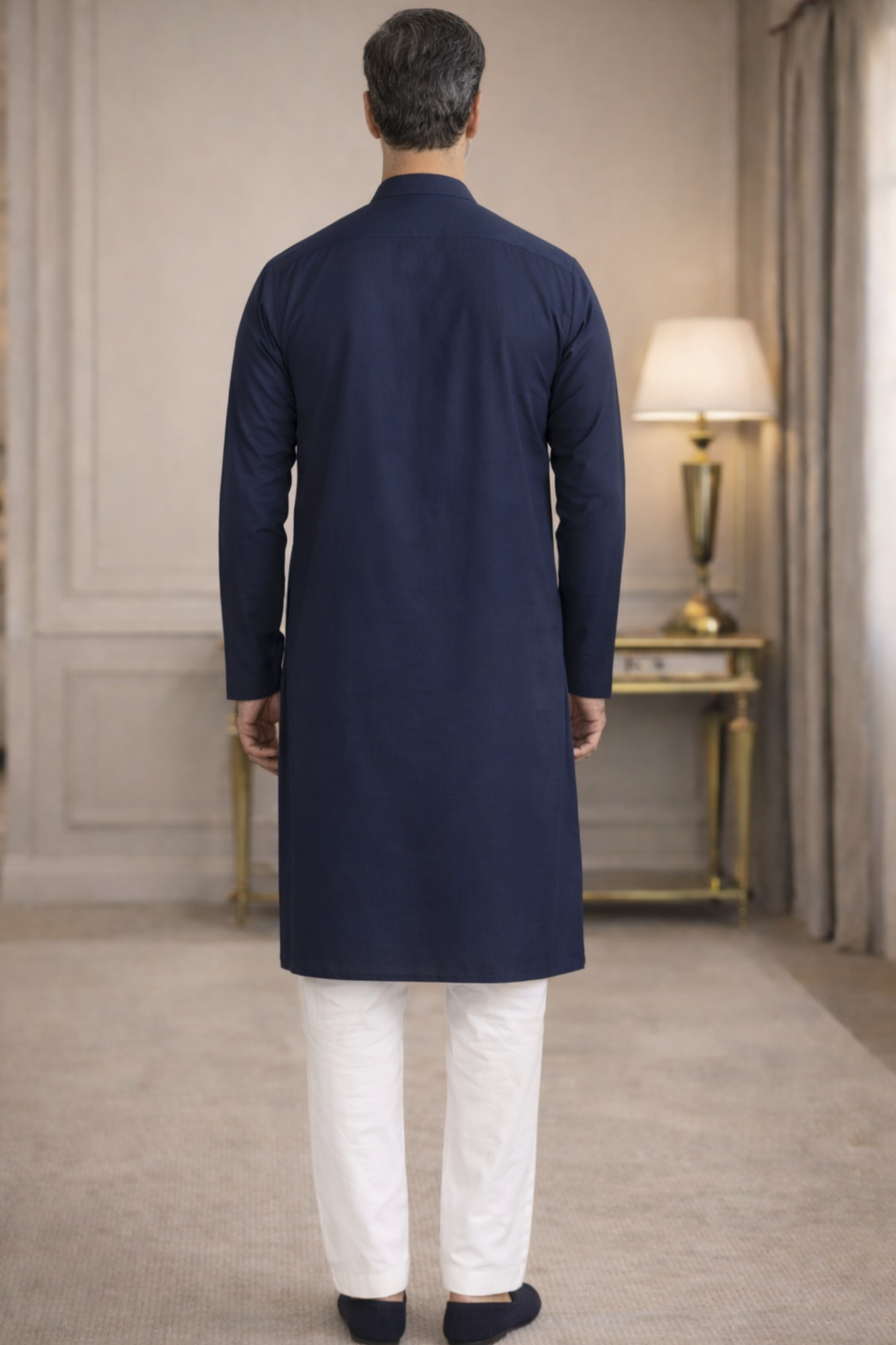 Midnight Blue Cotton Kurta Pajama