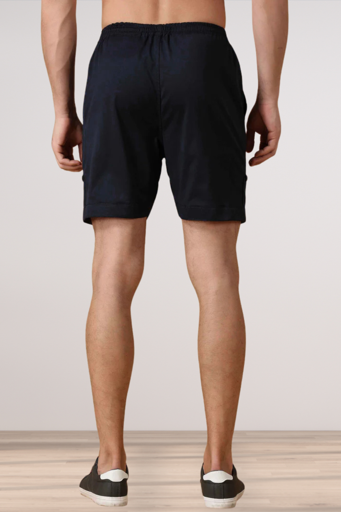 Navy Blue Cotton Lycra Shorts