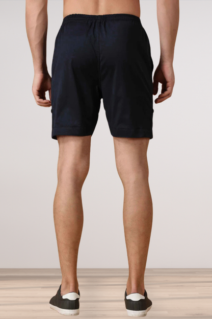 Navy Blue Cotton Lycra Shorts