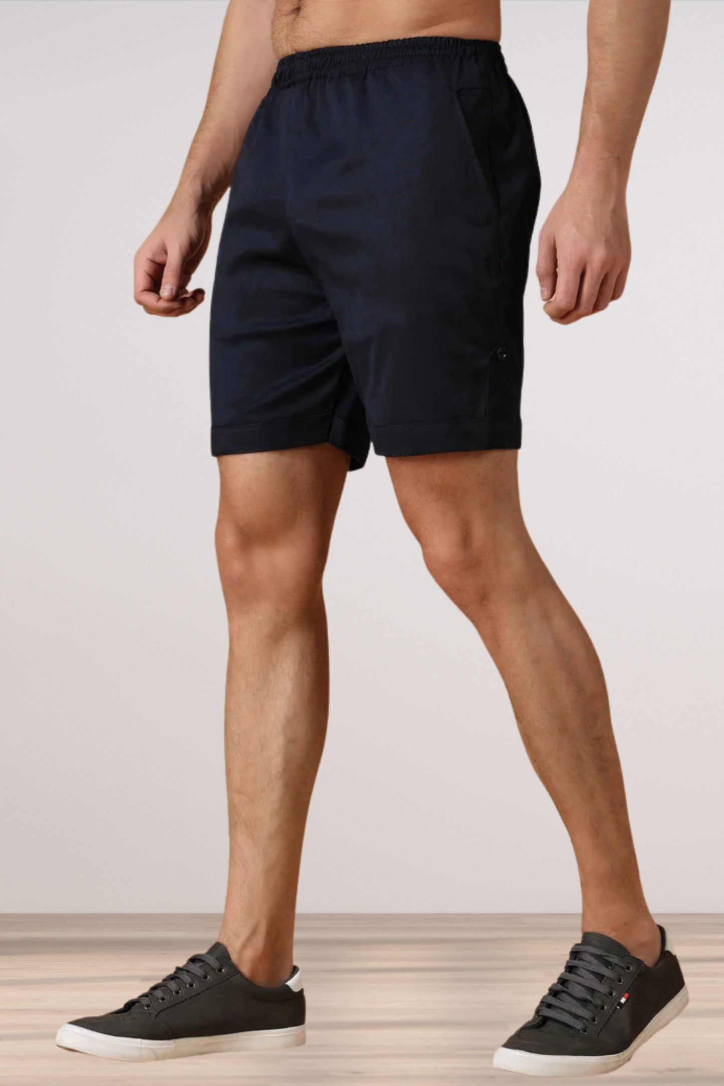Navy Blue Cotton Lycra Shorts