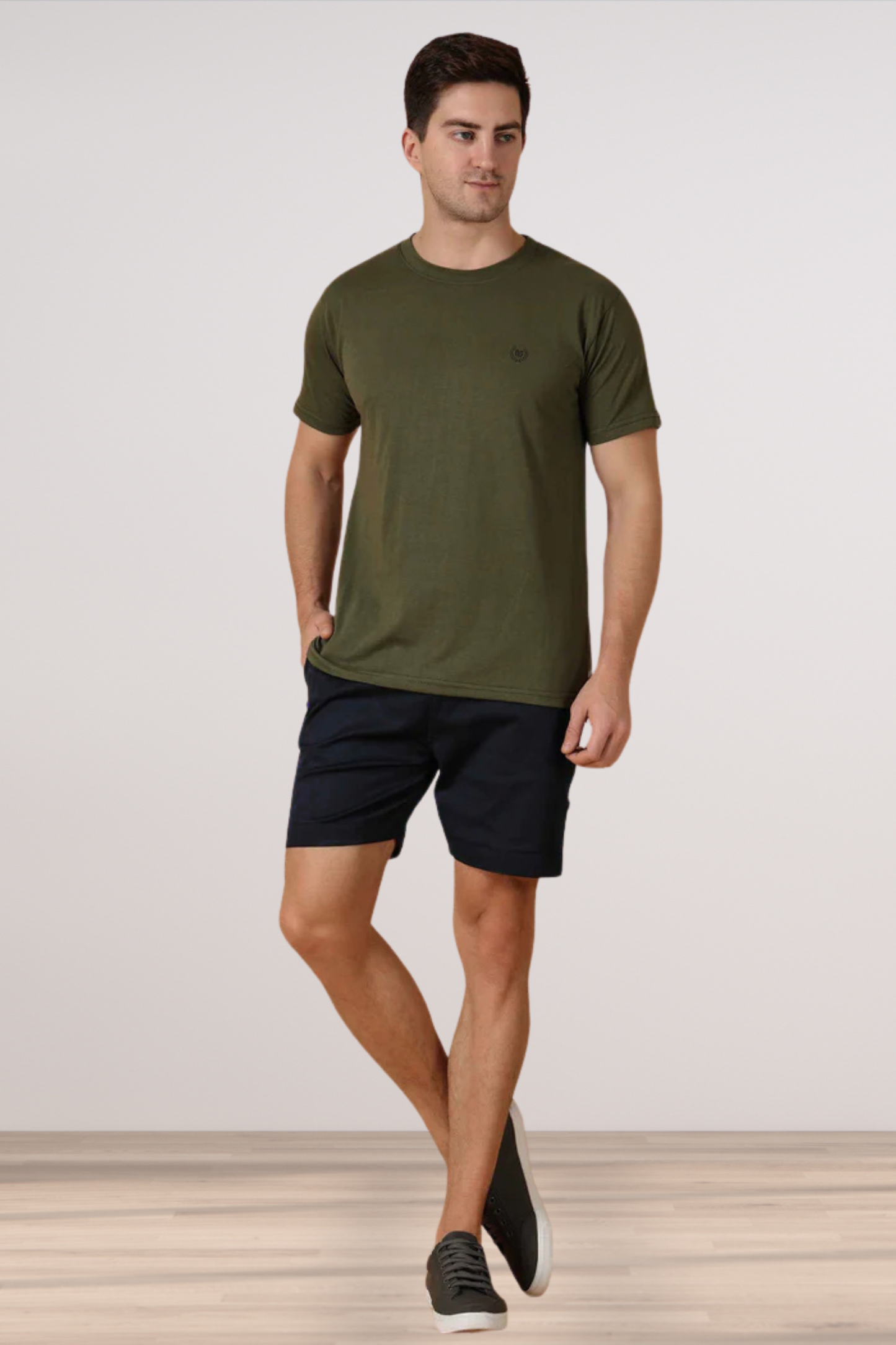 Navy Blue Cotton Lycra Shorts