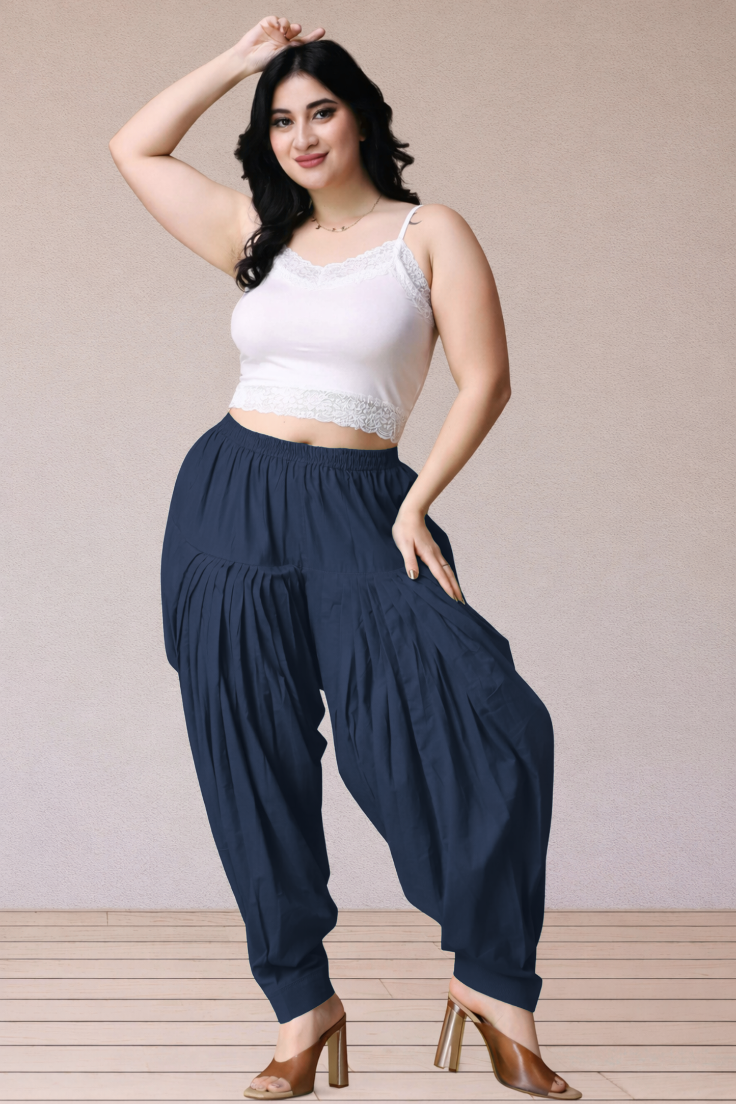 Navy Blue Cotton Patiala Salwar